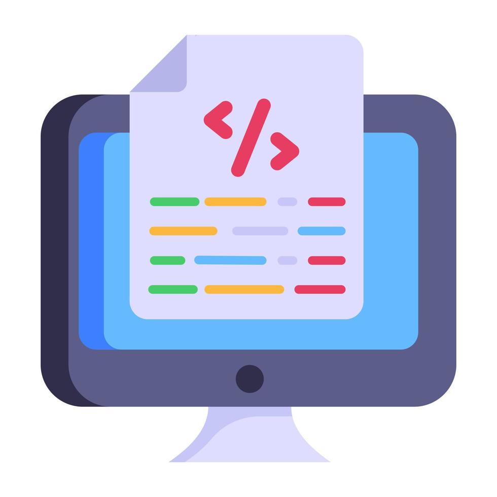 A coding document icon in flat style vector