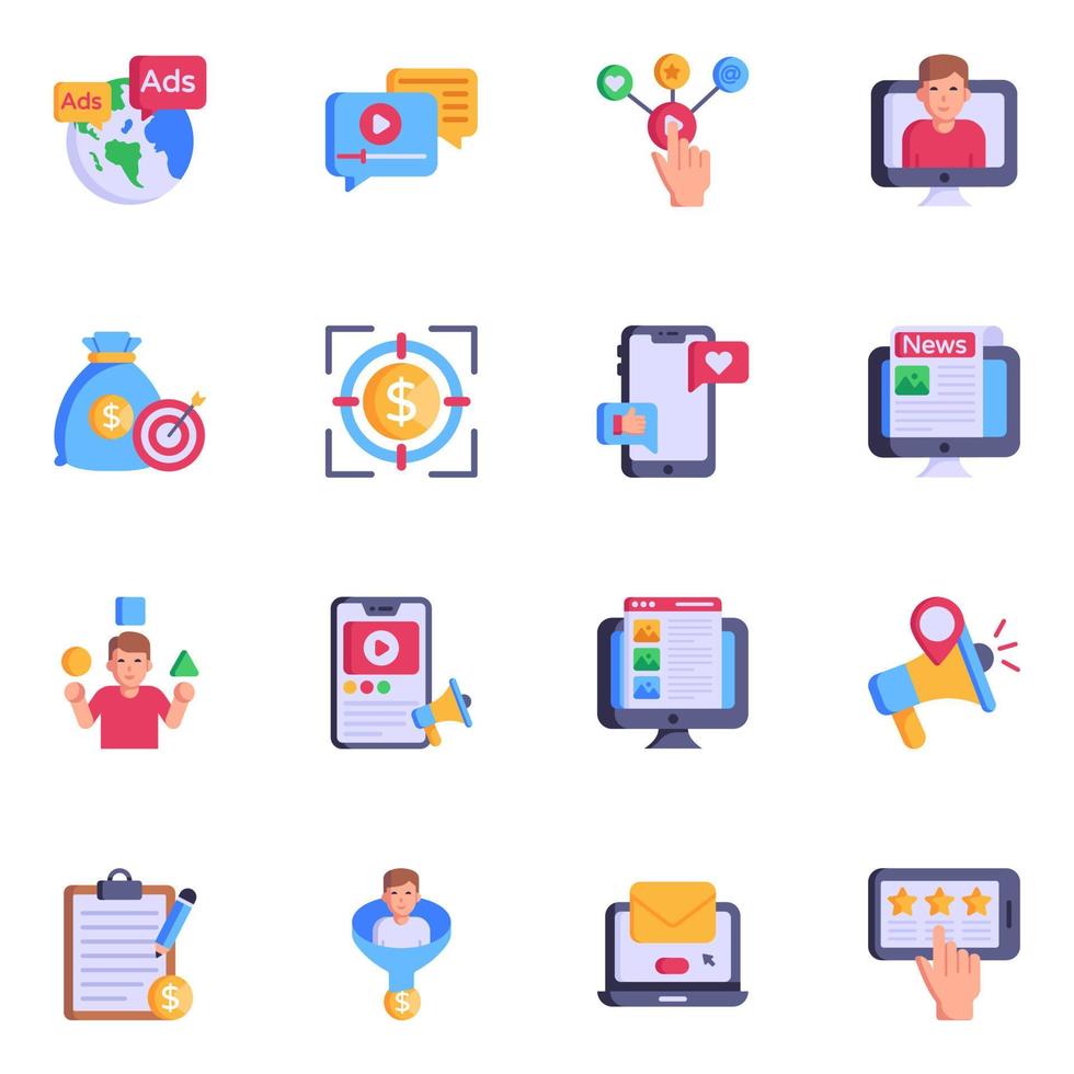 Digital Marketing Flat Icons vector