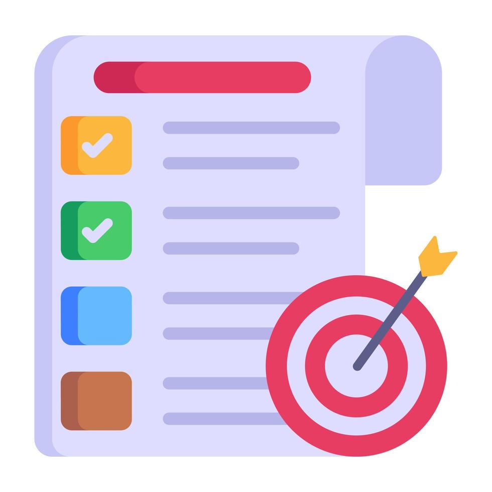 Document and dartboard, flat icon of target file vector