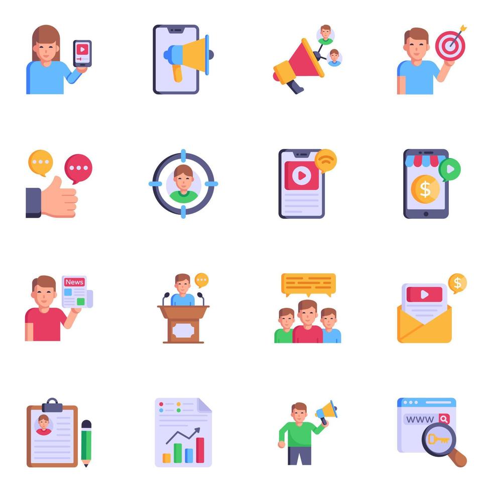 Collection of Marketing Flat Icons vector