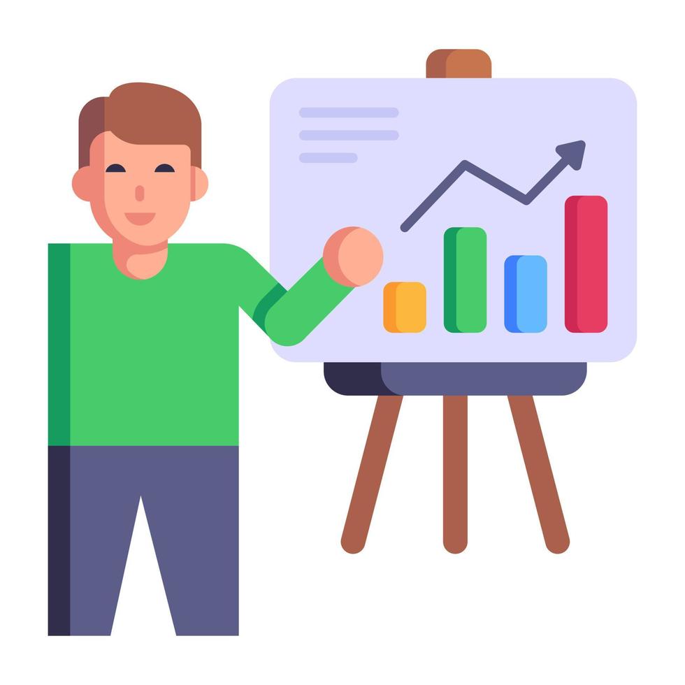 Person giving business presentation flat icon vector