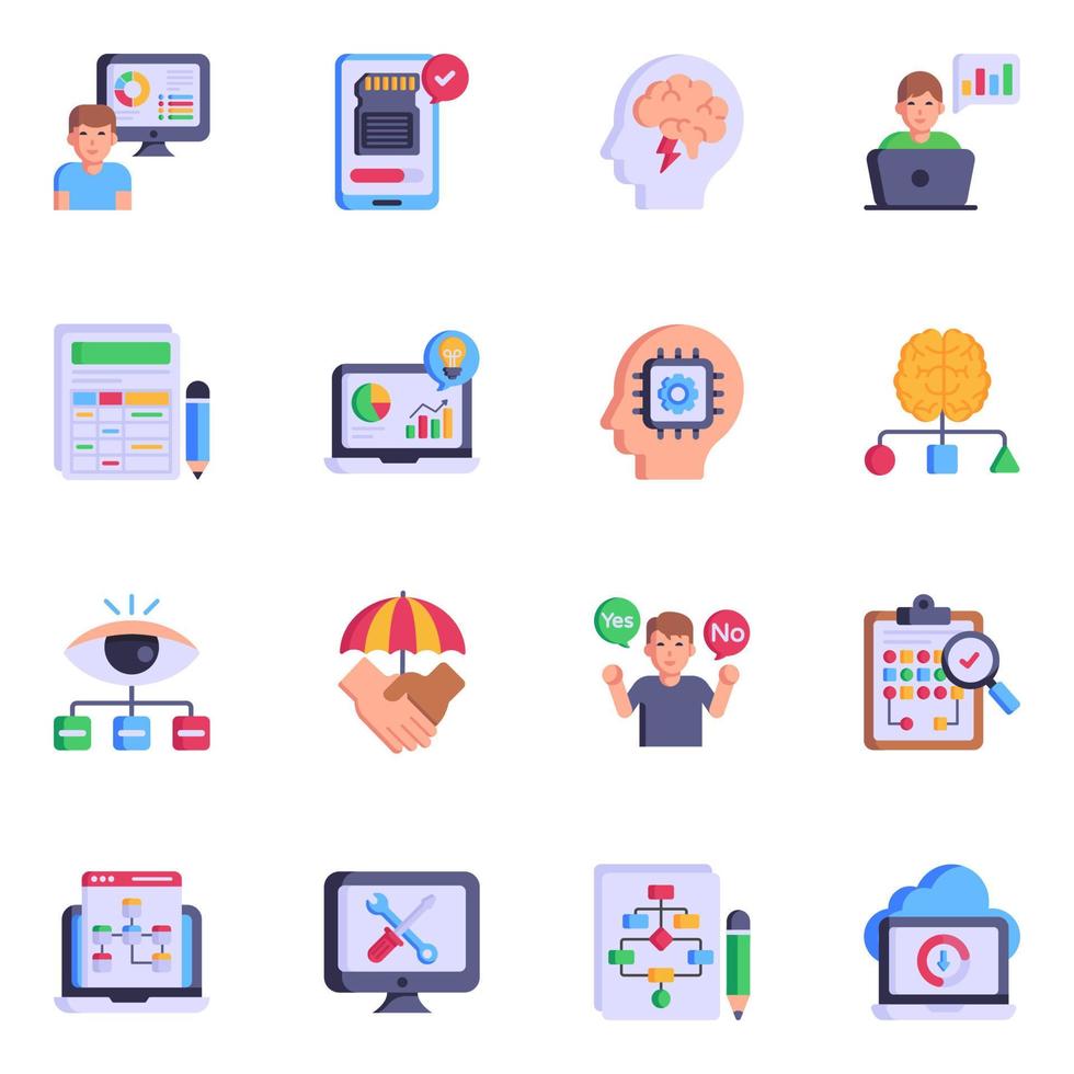 Pack of Business Intelligence Flat Icons vector