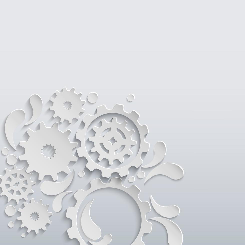 White paper gears and cogs background vector