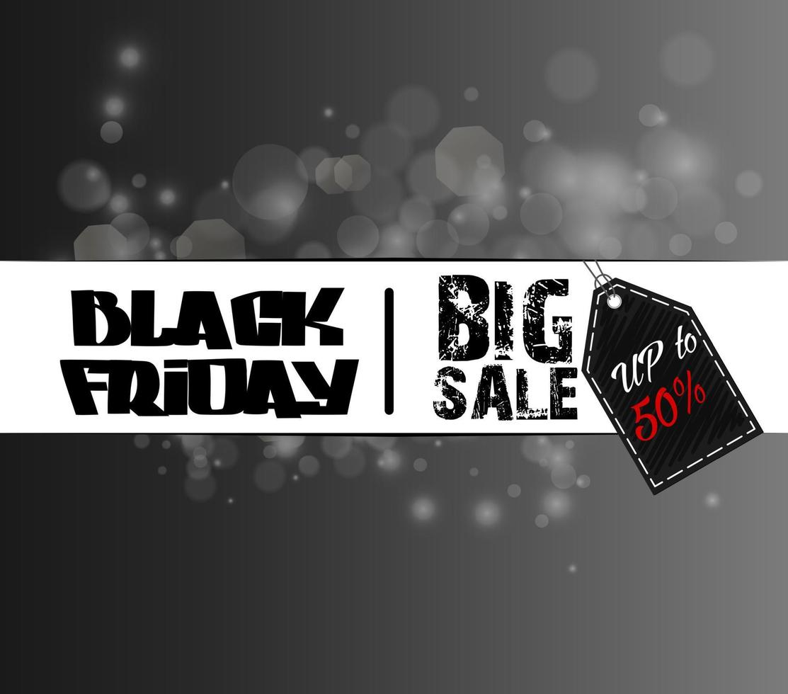 Black Friday sale template with sticker on bokeh background.Vector vector
