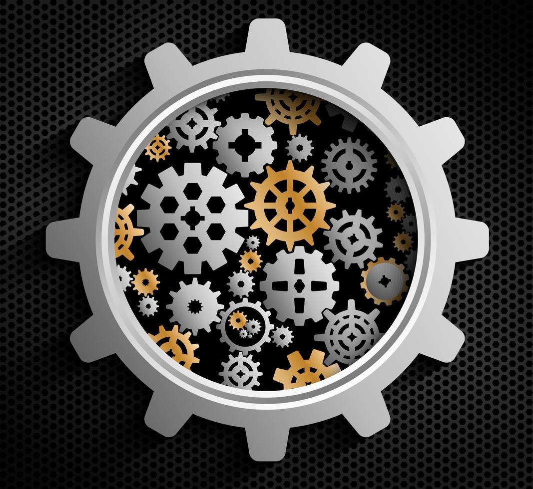 Business background of Gears and cogs on black background vector