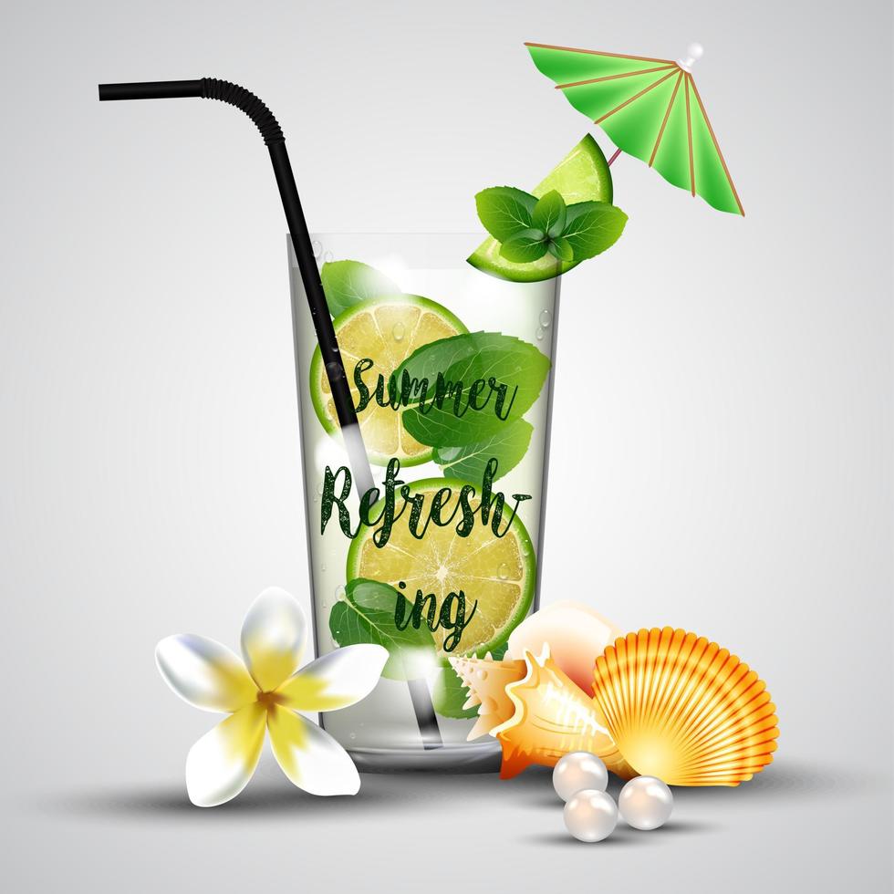 Summer refreshing tropical lemonade vector