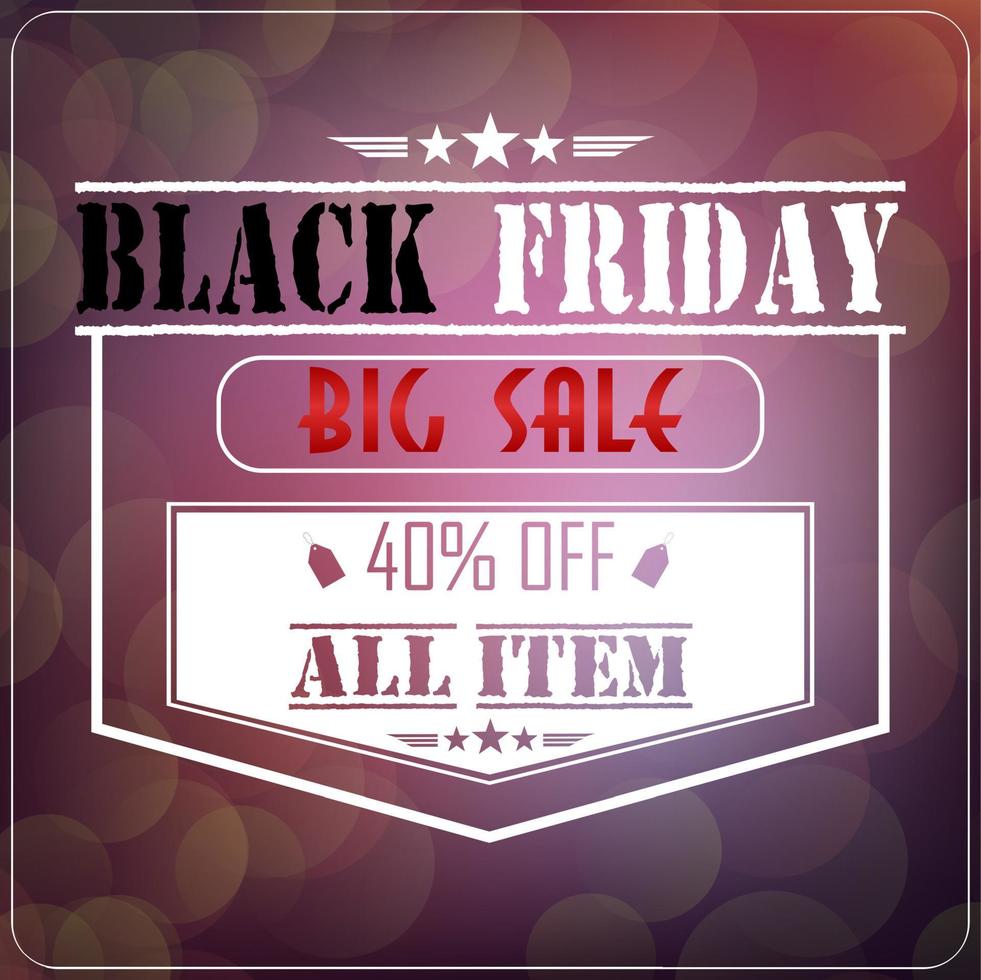 Black Friday sale on glowing background vector