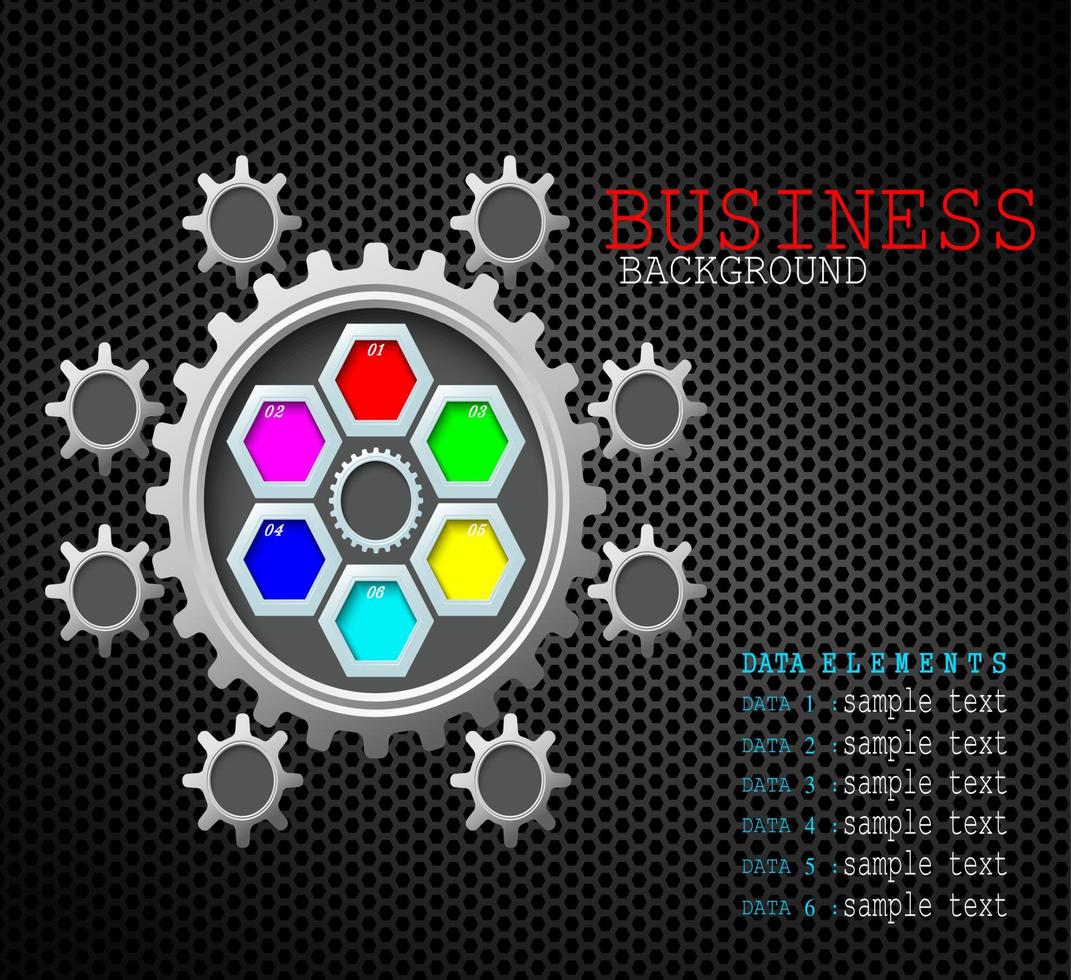 Business background concept color gears with data element vector