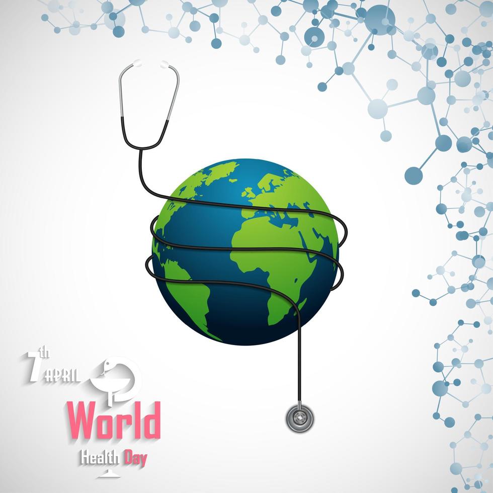 World health day concept with DNA and globe vector