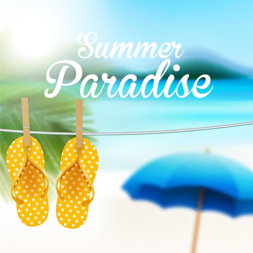 Beach sandals hanged on a rope.Vector vector