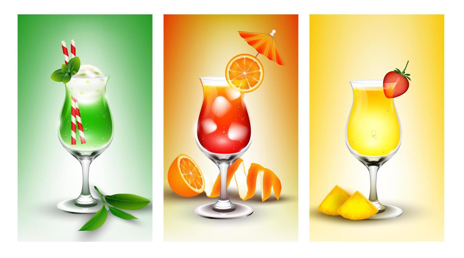 Fresh banner set of fruit juice.vector vector