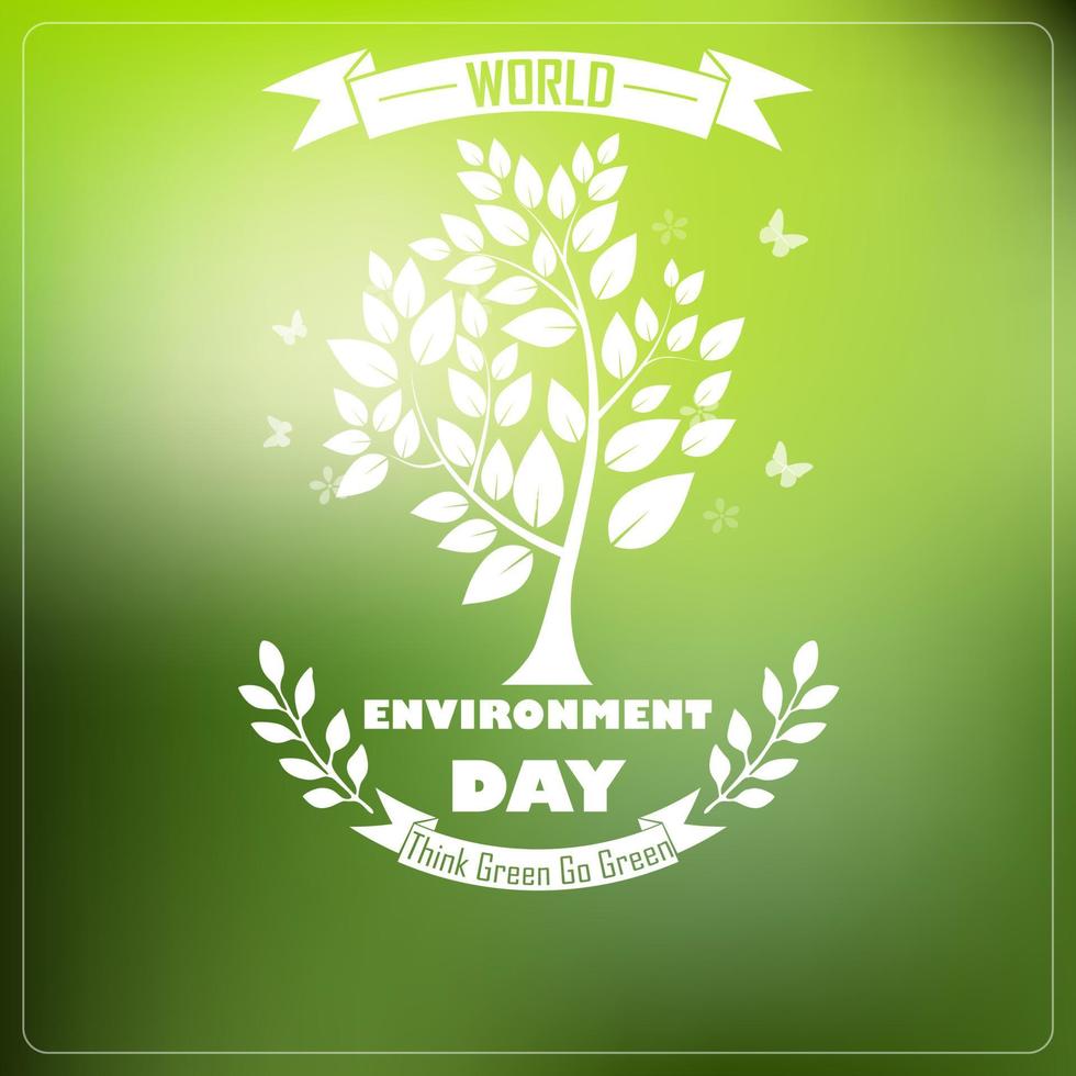 día mundial del medio ambiente con árboles de tipografía de forma vector