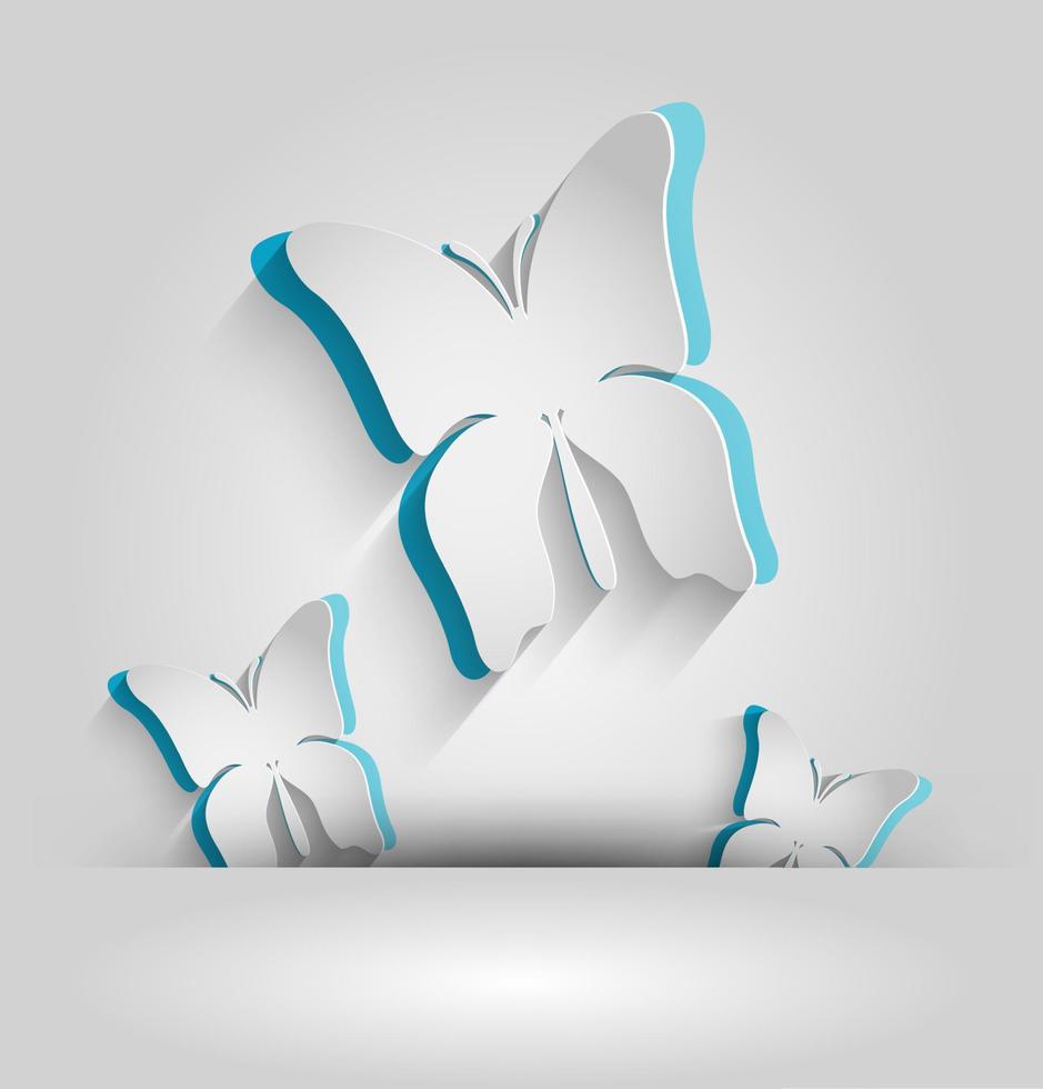 White paper butterfly with sky blue background vector