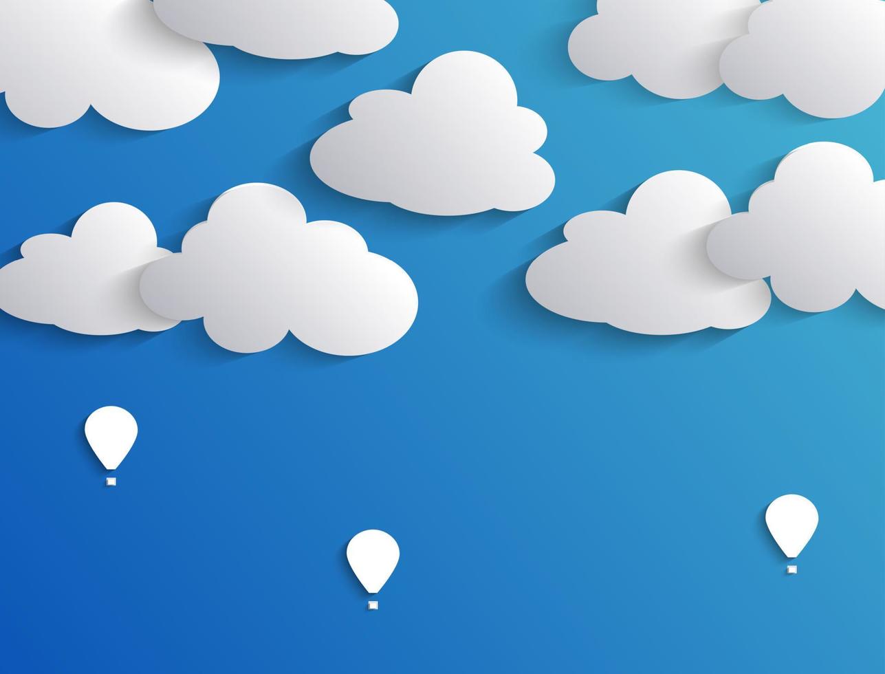Clouds and air balloon in blue sky.Vector vector