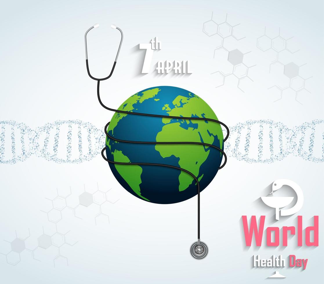 World Health Day with DNA on white background.Vector vector