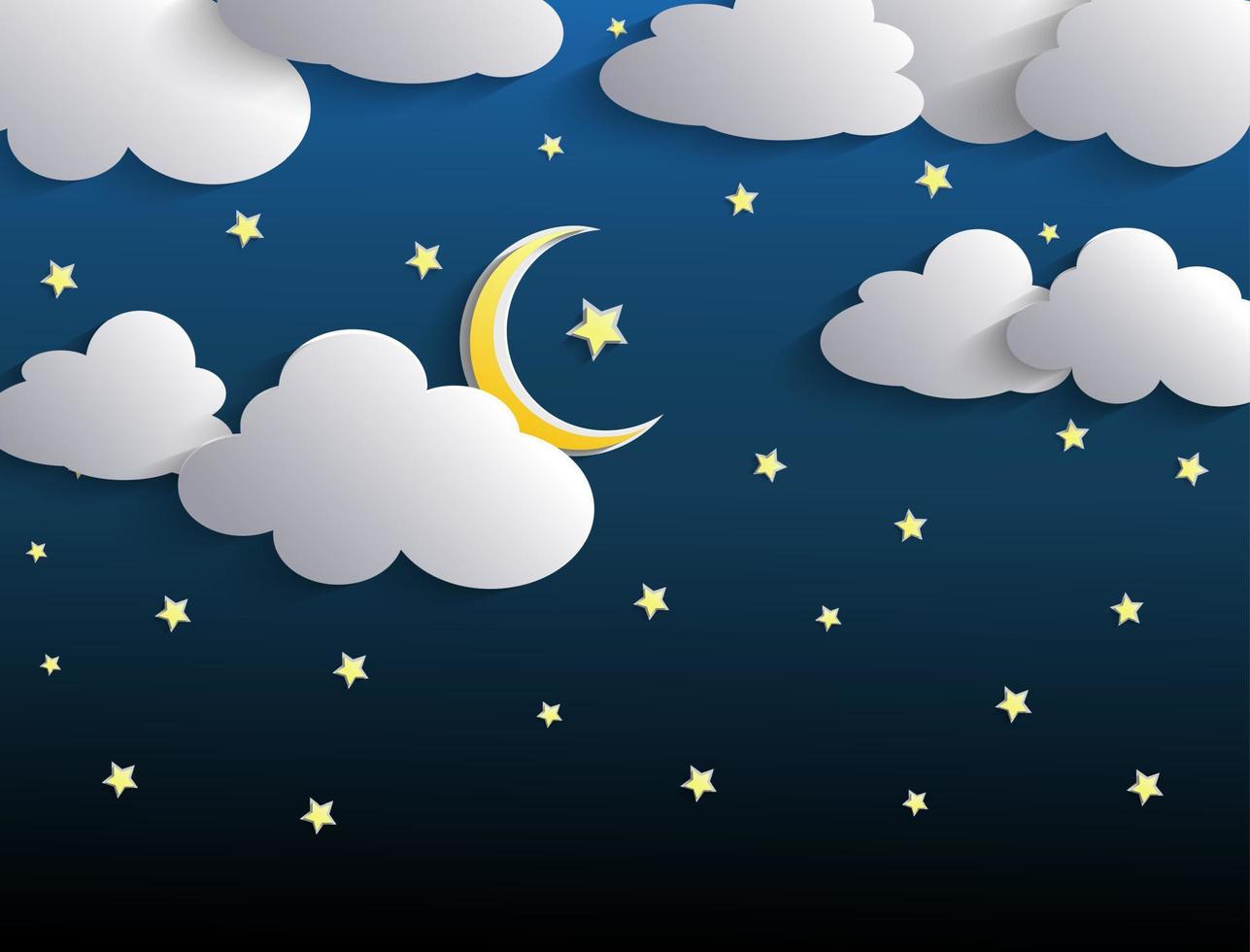 The moon and stars in night sky.Vector vector