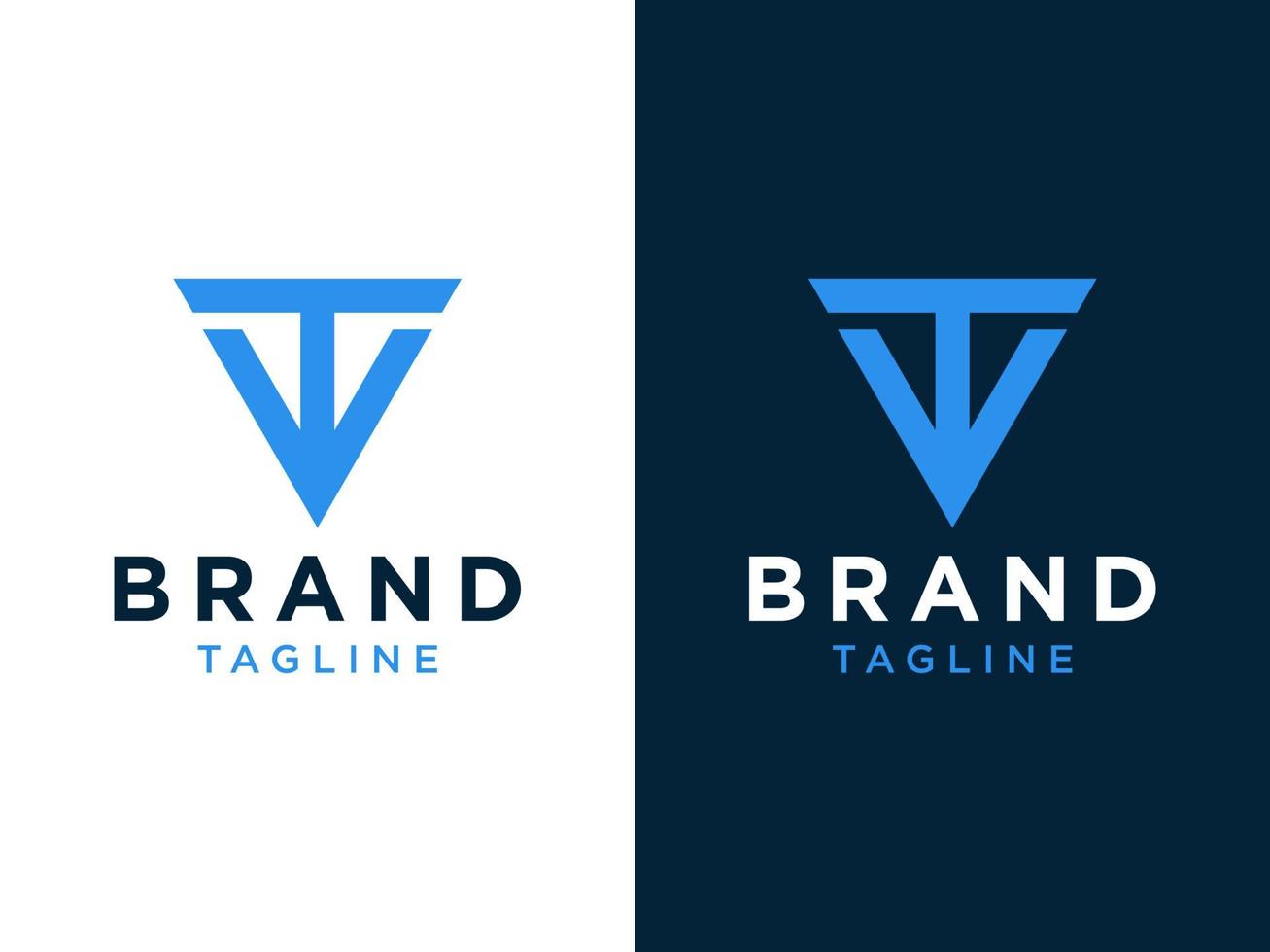 logotipo inicial simple de la letra t. estilo de personas de forma de línea geométrica azul aislado sobre fondo doble. utilizable para logotipos comerciales y de marca. elemento de plantilla de diseño de logotipo de vector plano