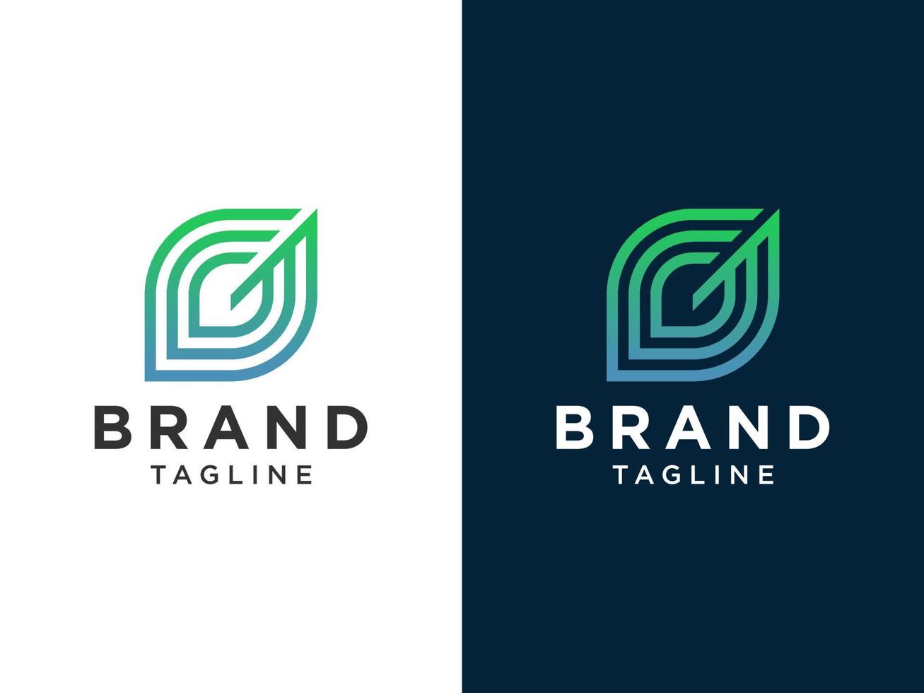 Abstract Initial Letter G Logo. Green Geometric Arrow Shape isolated on Double Background. Usable for Business and Branding Logos. Flat Vector Logo Design Template Element