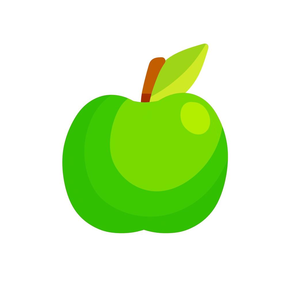 Green apple. Fruit with a leaf. vector