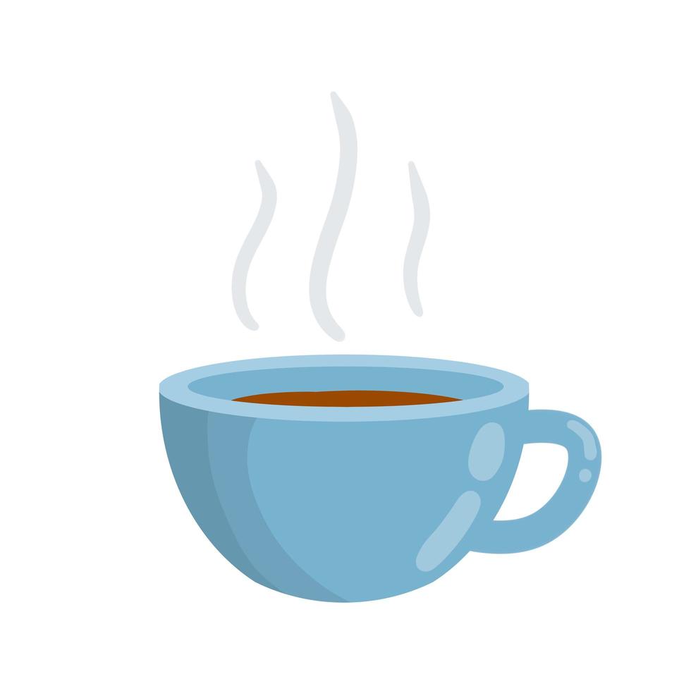 Blue mug for drink. Cup with coffee. Element of kitchen. vector