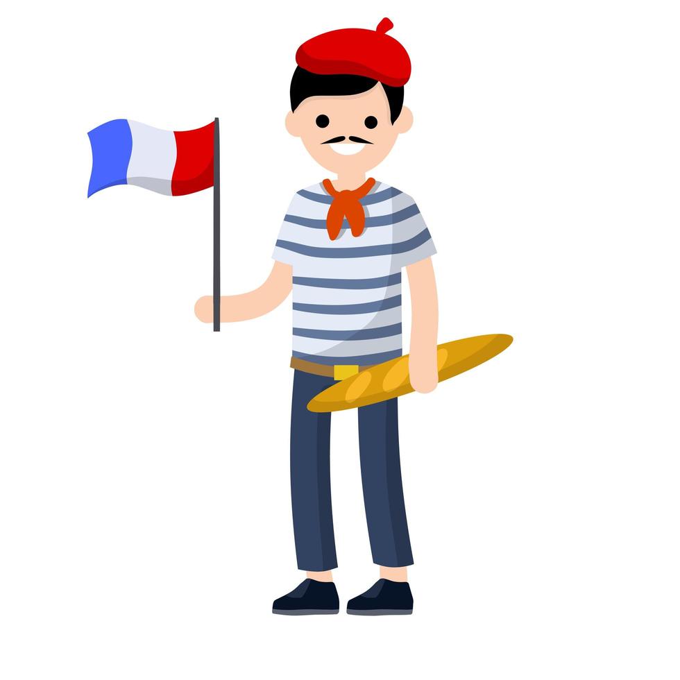 Typical French European. Frenchman with a mustache vector