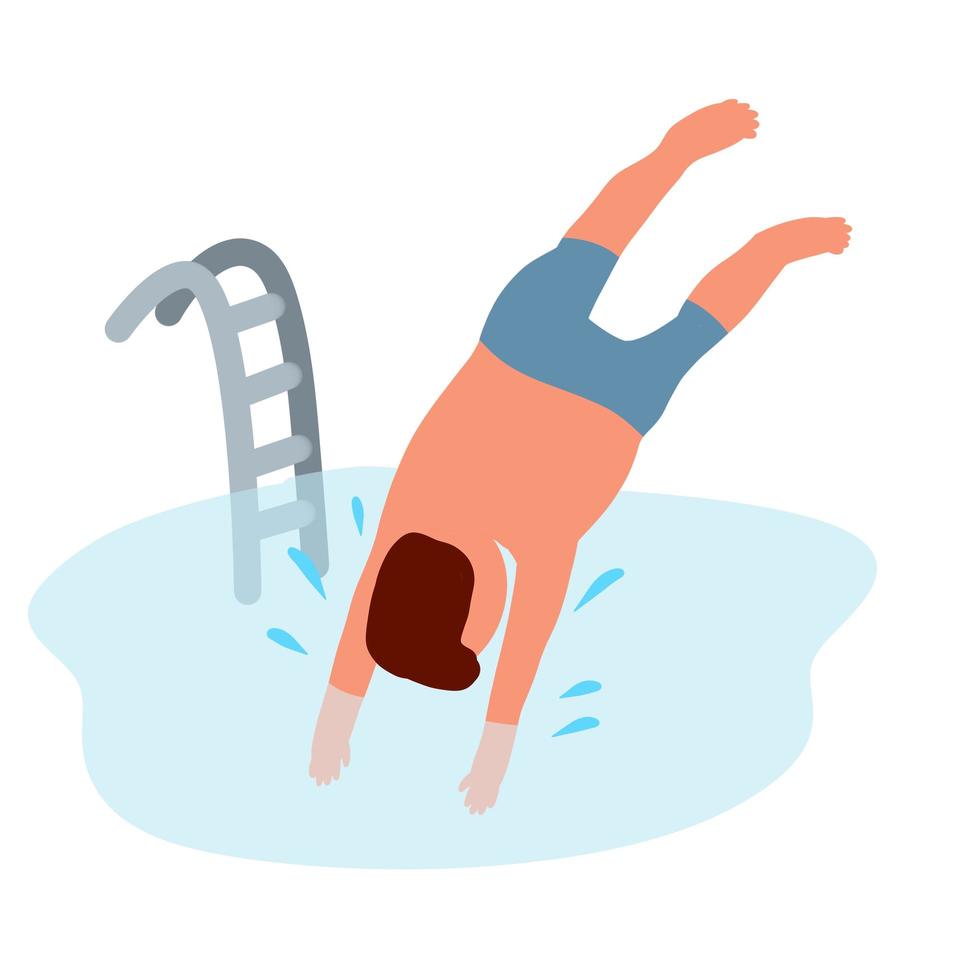 Man dives in water. Swimming in pool. Summer sports and recreation vector