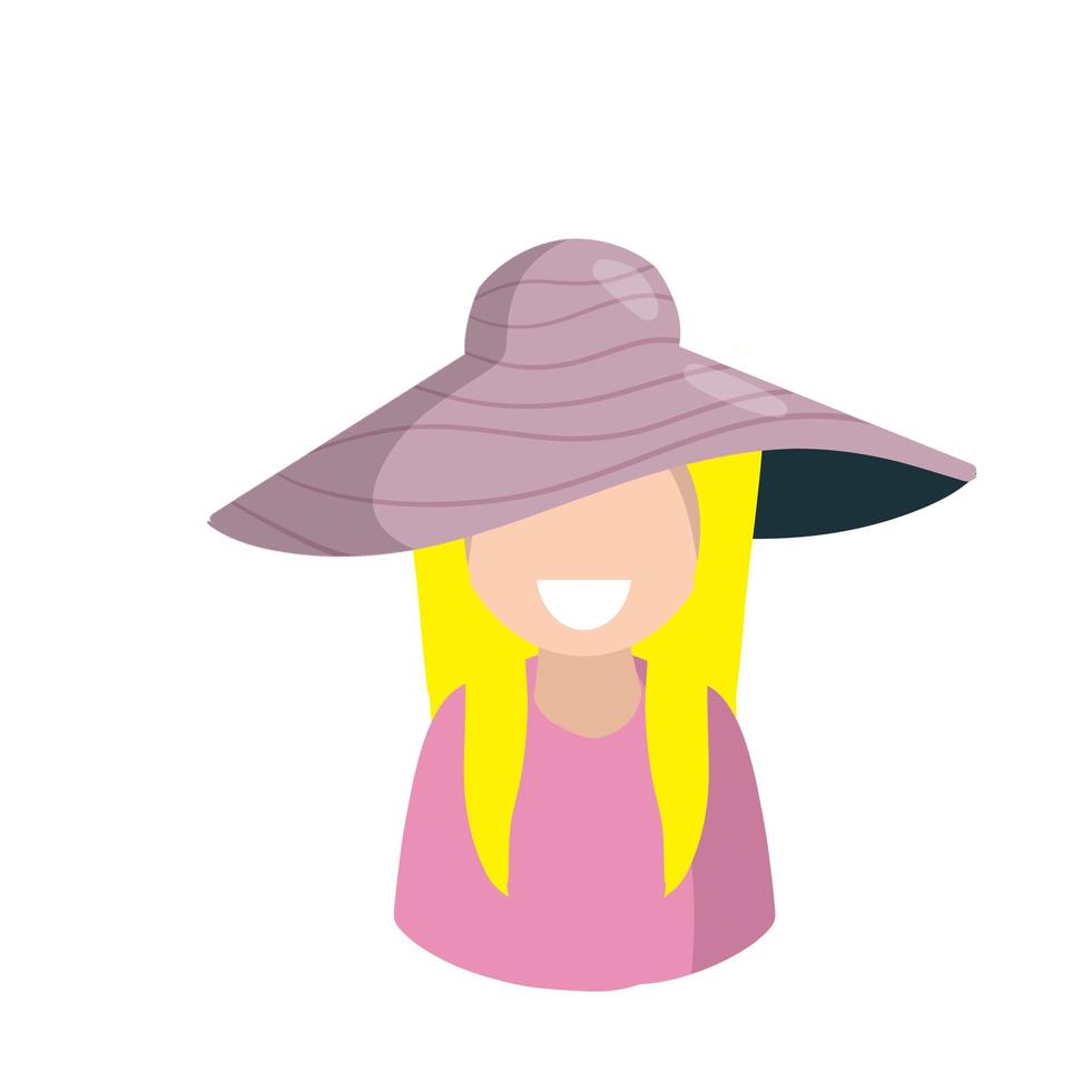 Young woman in fashionable summer hat. Smiling blond girl. vector