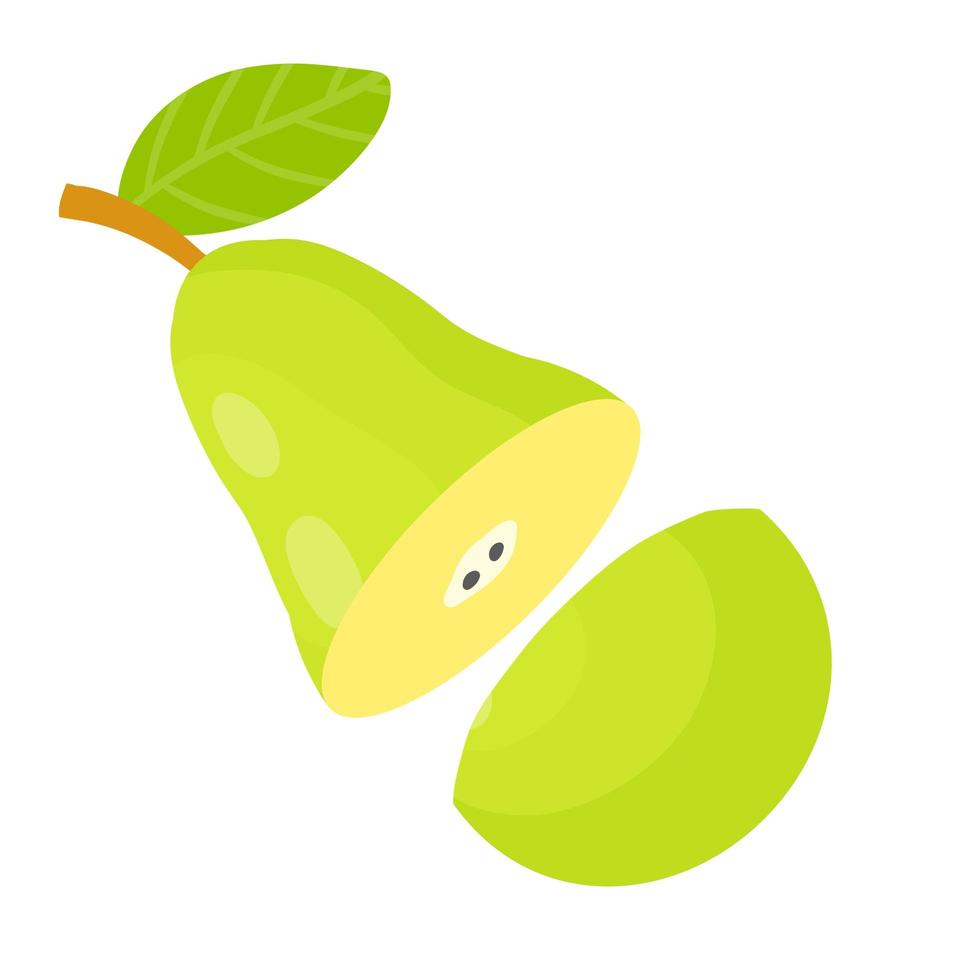 Pear. Chopped green fruit. Sweet pieces of dessert. Veggie Ingredients. vector