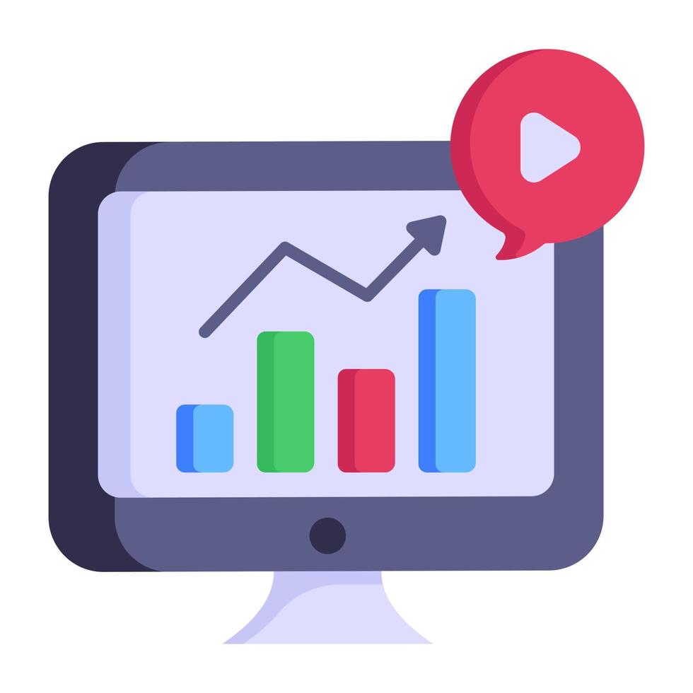 Video analytics flat icon is up for premium use vector