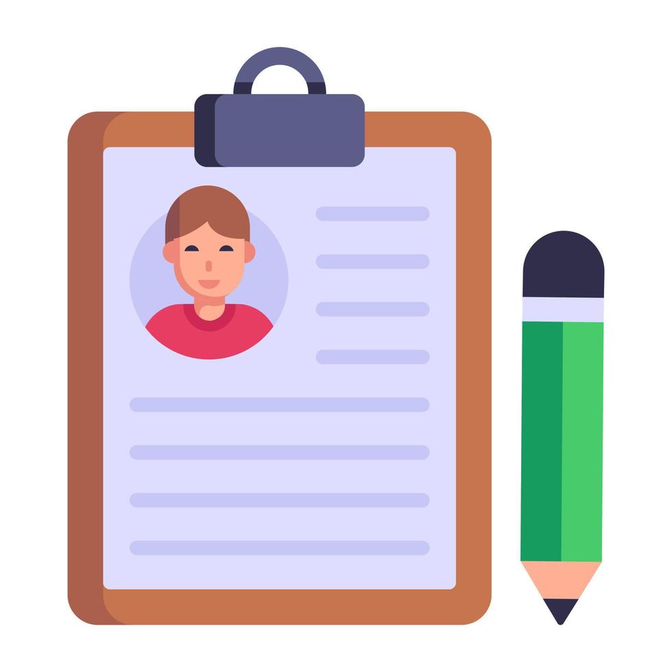Personal details, flat icon of resume vector