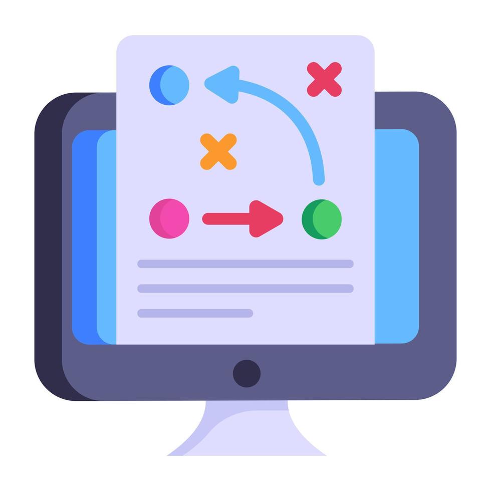 Virtual strategic planning, flat icon of online tactics vector