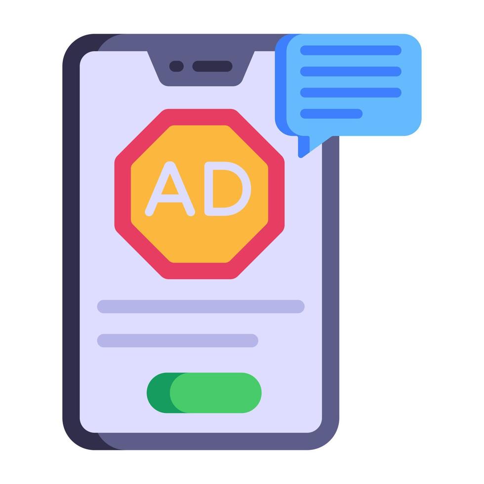 Premium flat icon of mobile ads is up for premium use vector