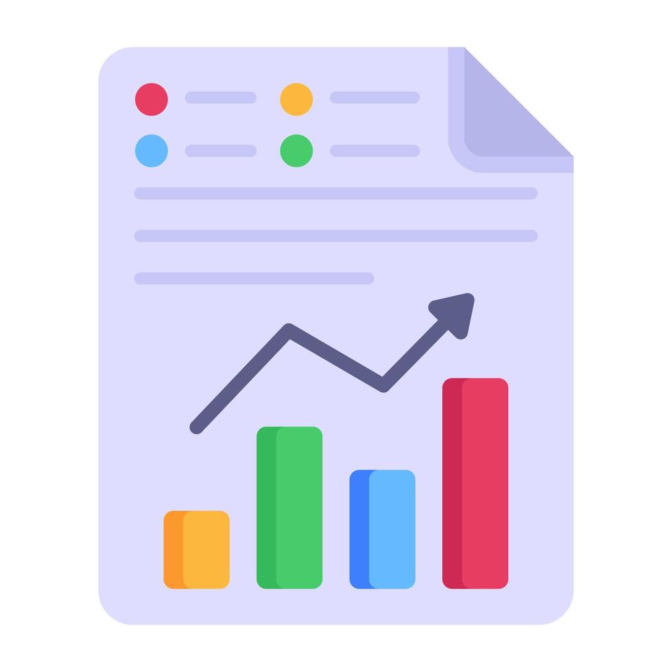 Business report flat icon, annual analysis statement vector