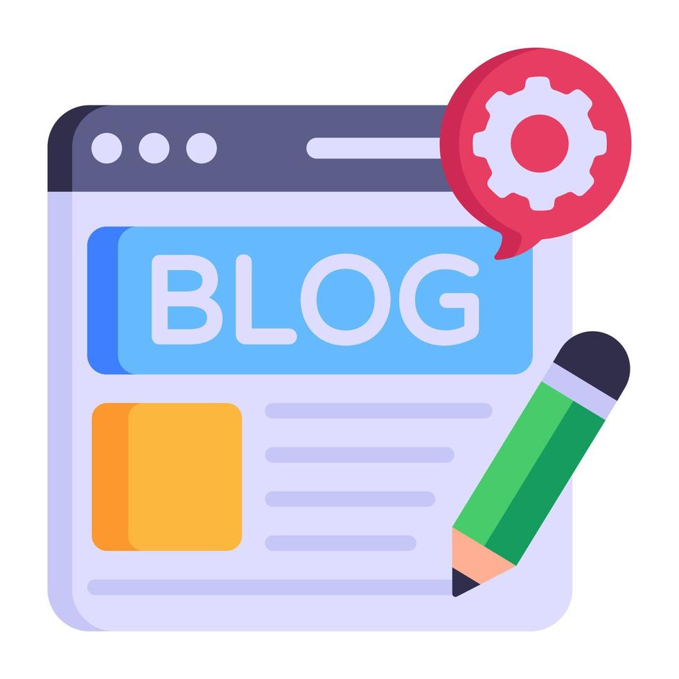 Online content writing, flat icon of blogging vector