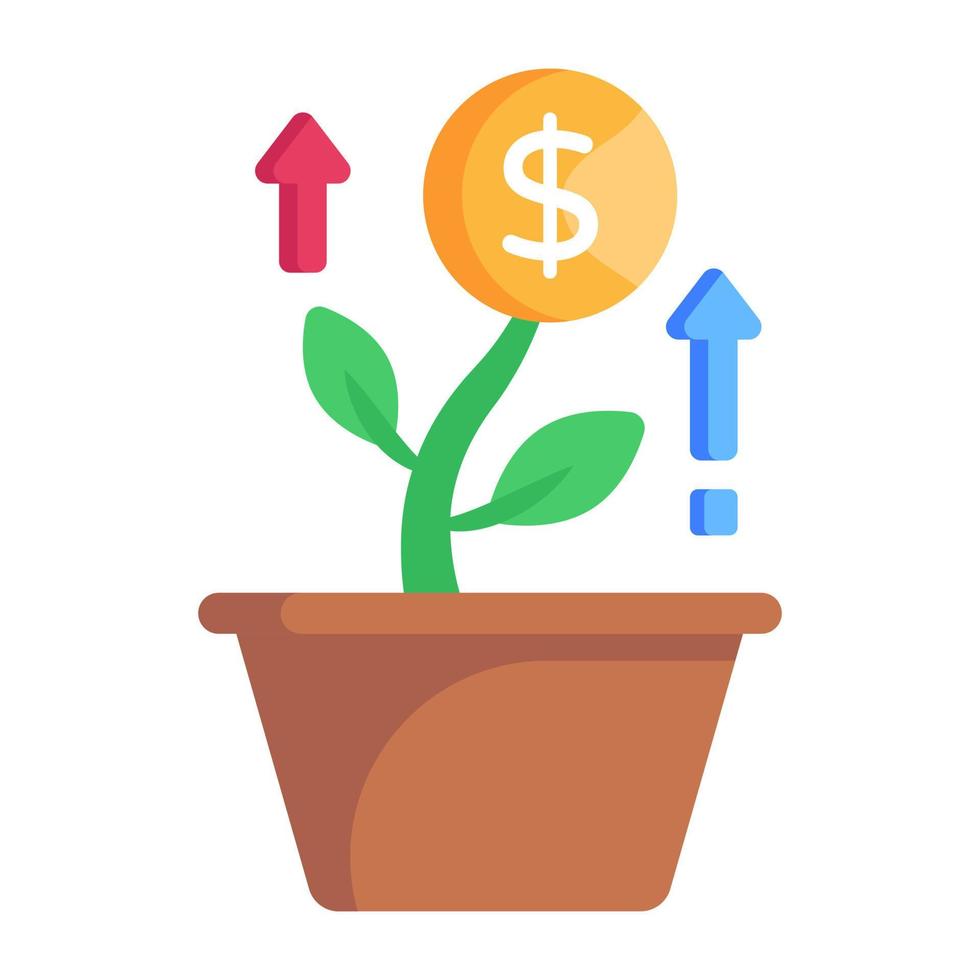 Money growth flat icon with editable facility vector