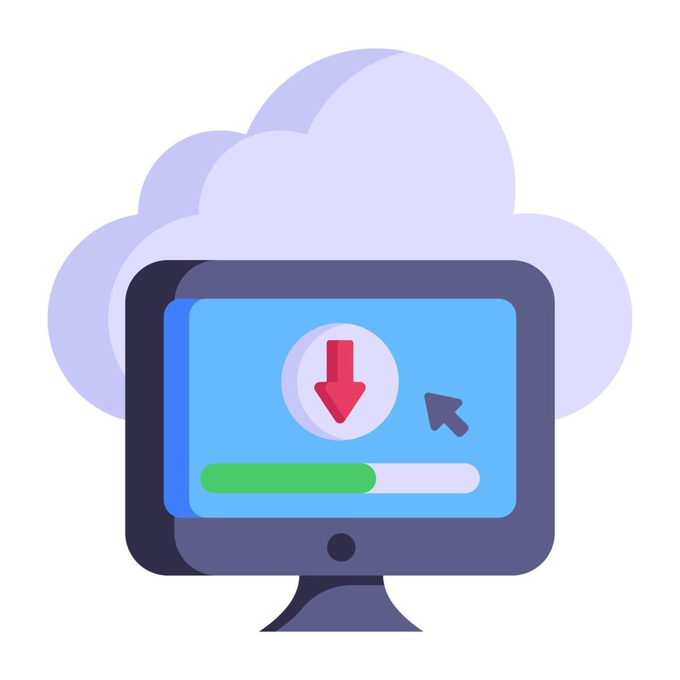 Internet data transfer, flat icon of cloud computing vector
