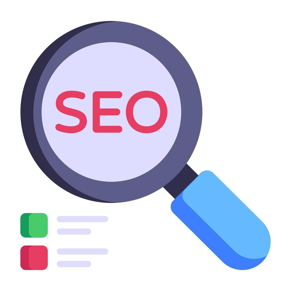 un icono plano de moda de seo, vector editable