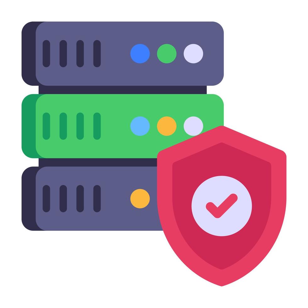 Database and shield, flat icon of data security vector