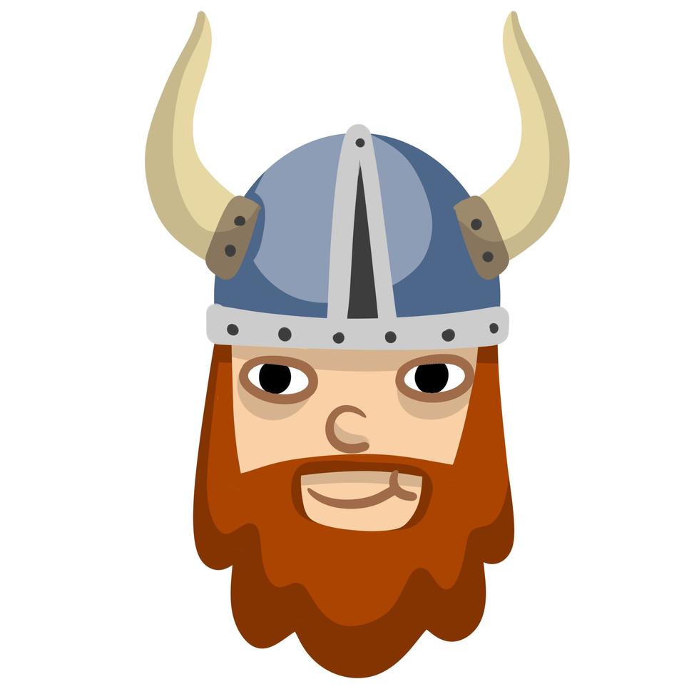 Viking. Cute face of a warrior. Funny children Scandinavian character vector