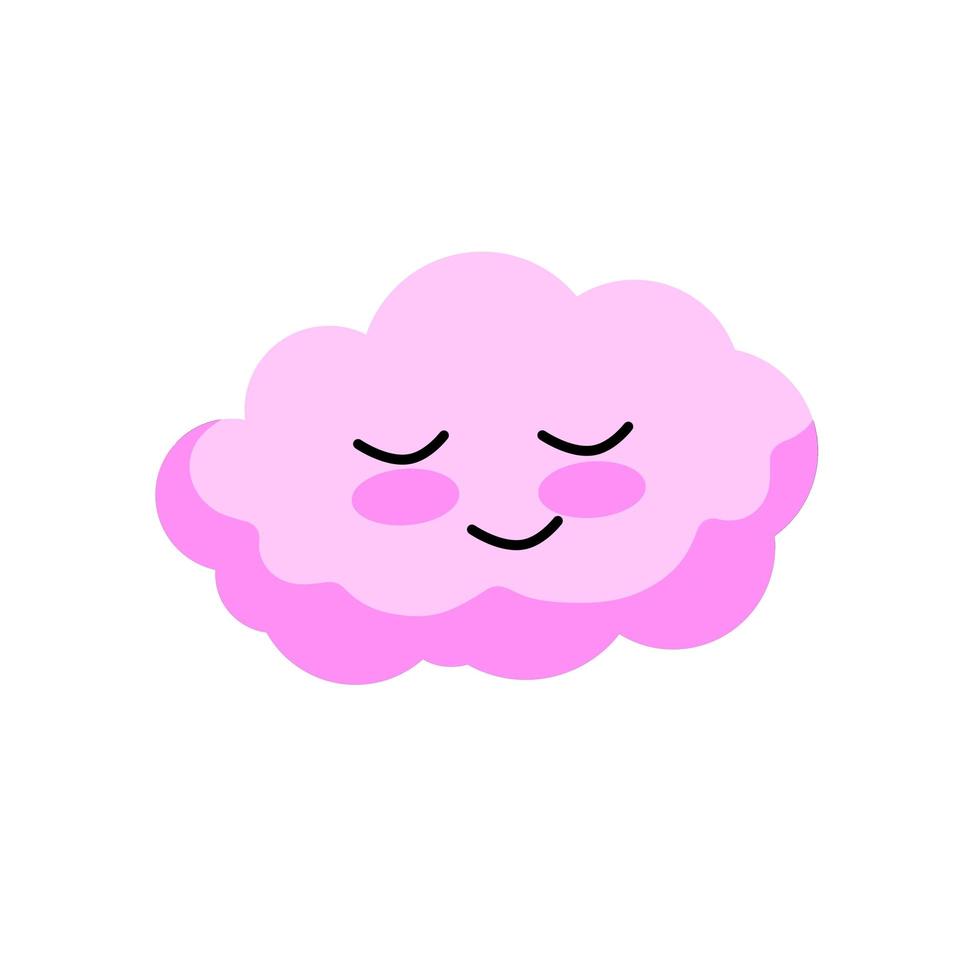 nube sonriente. personaje kawaii. objeto rosa del cielo. vector