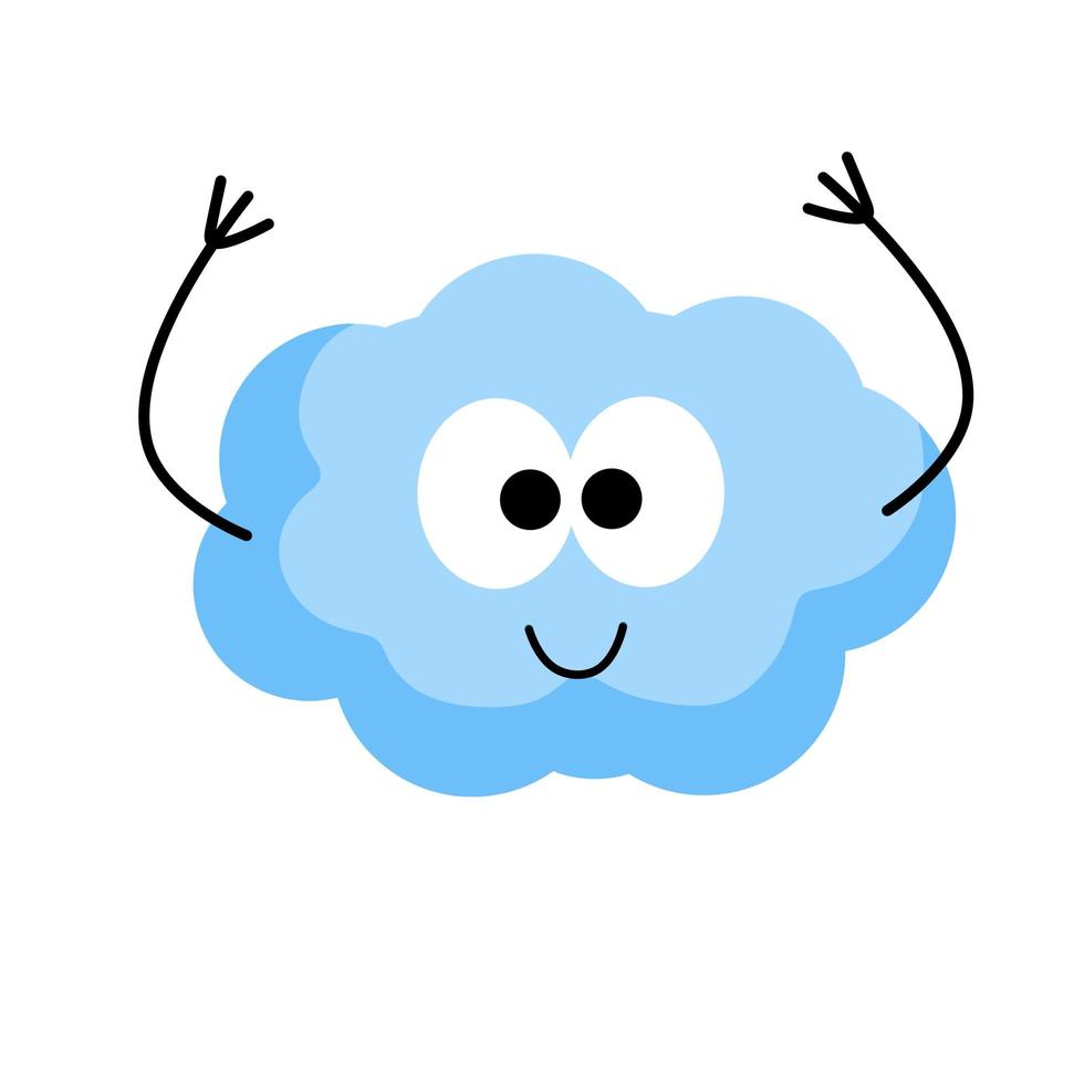 nube sonriente. personaje kawaii. objeto azul del cielo. vector