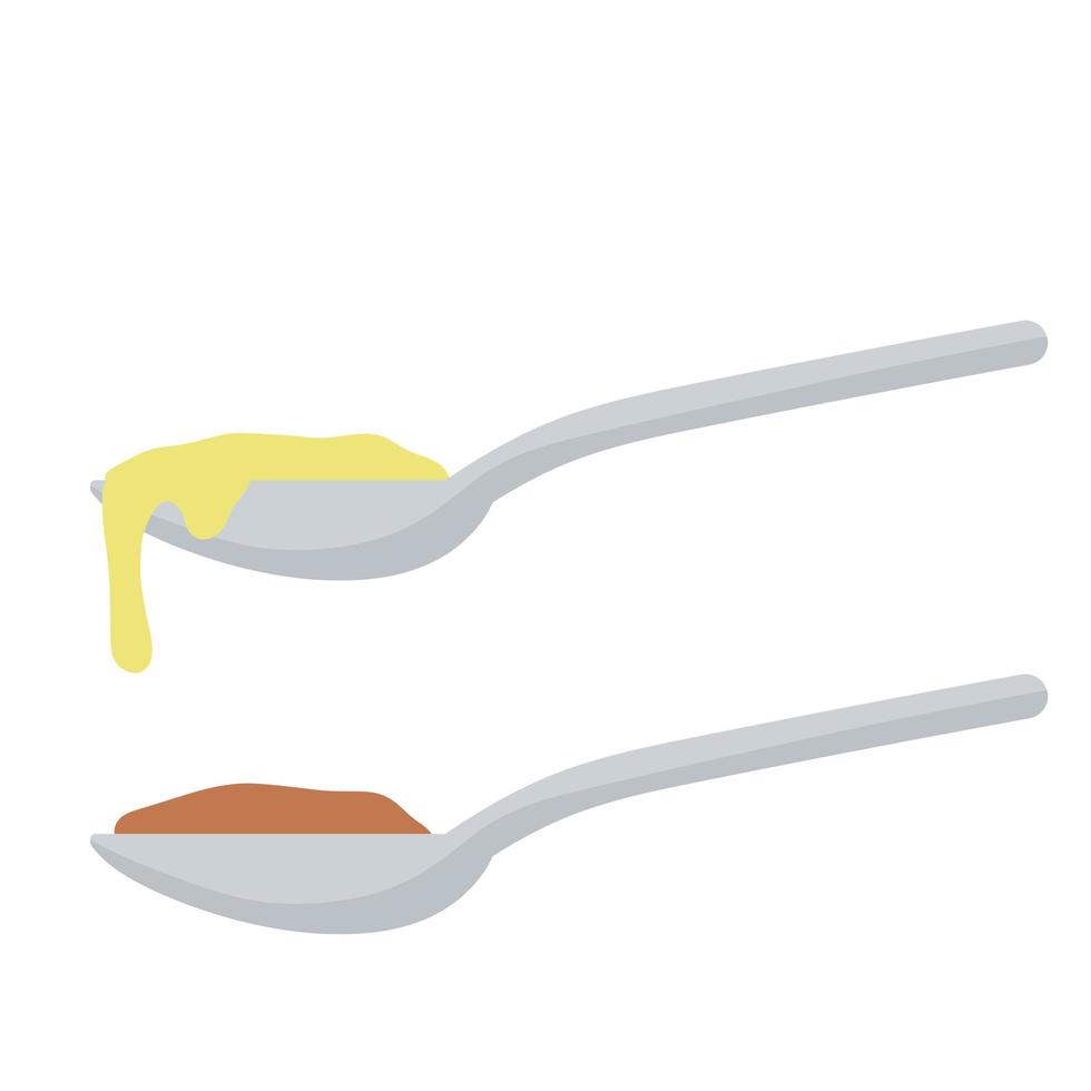 Spoon with food. Set Of elements of the kitchen and dining room vector