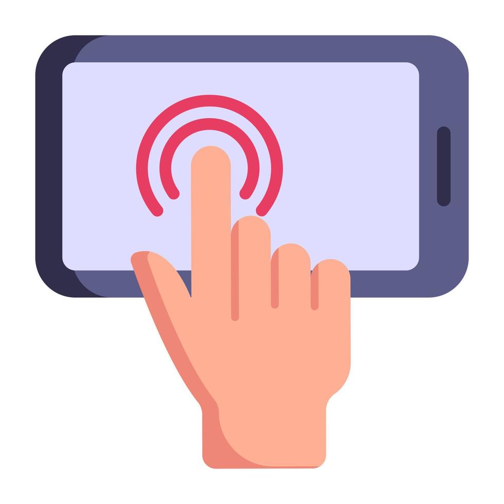 Mobile display, flat icon of interact vector