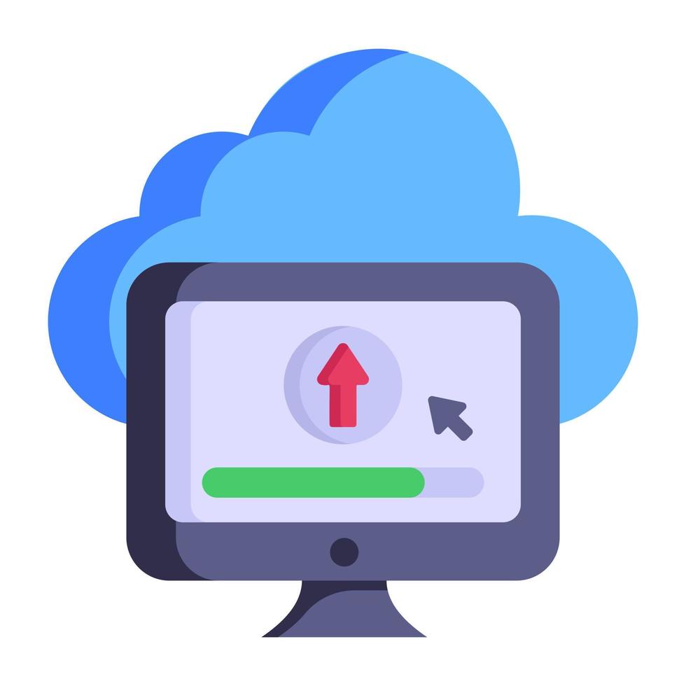 A trendy flat icon of cloud upload, vector