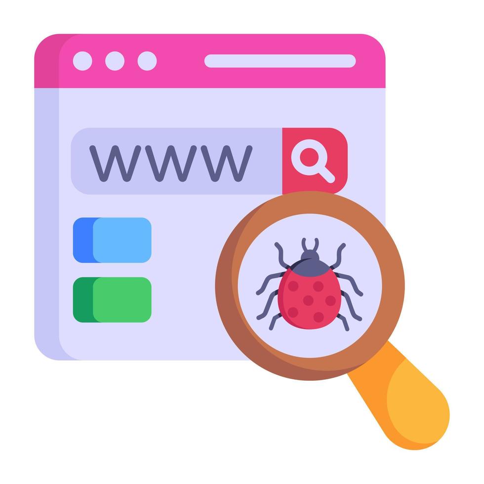 A modern flat style icon of search bug vector