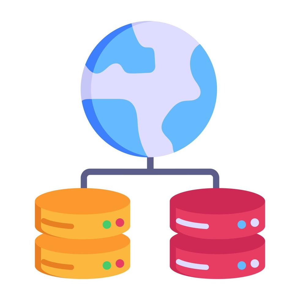 Worldwide data hosting, flat icon of data vector