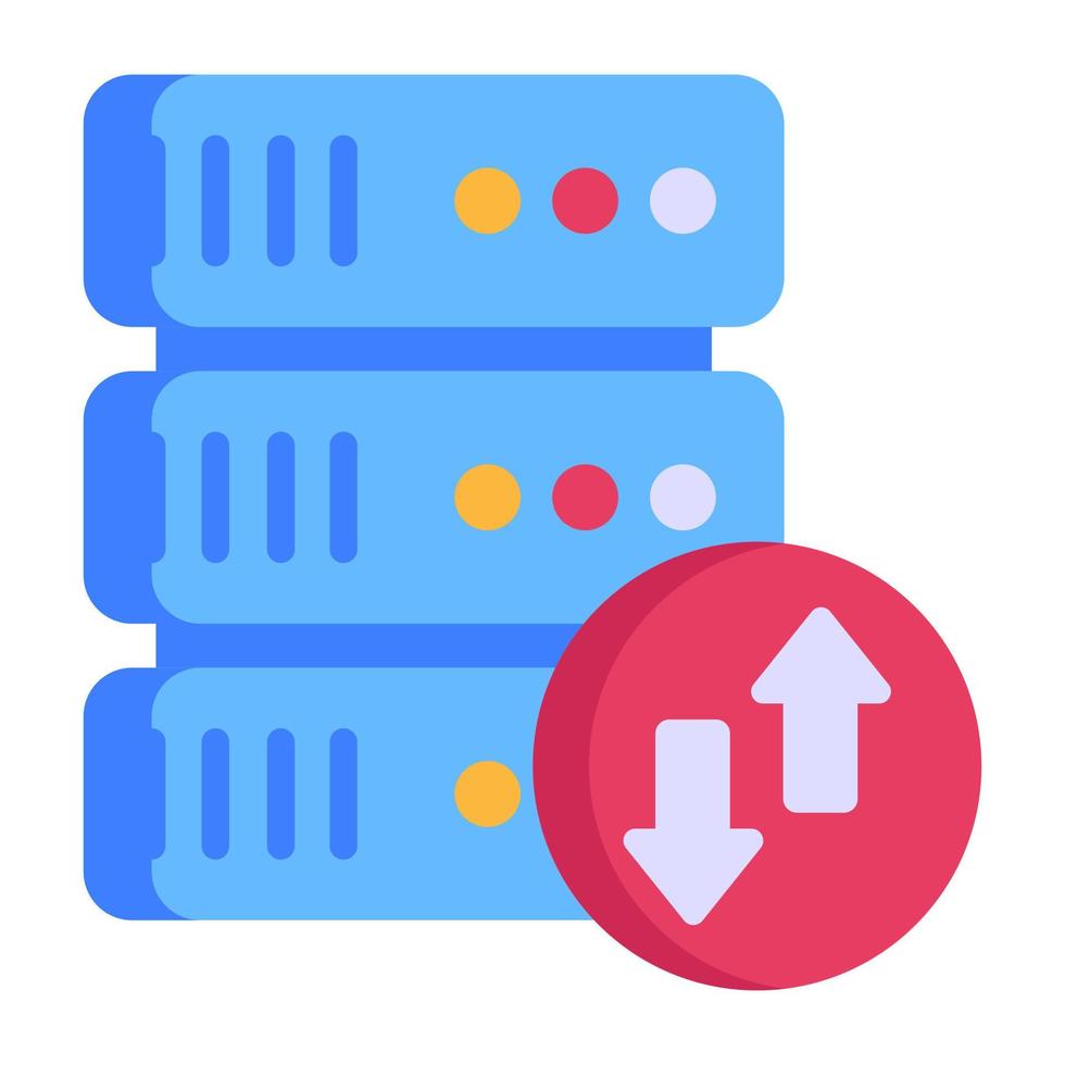 alojamiento de datos en todo el mundo, icono plano de datos vector