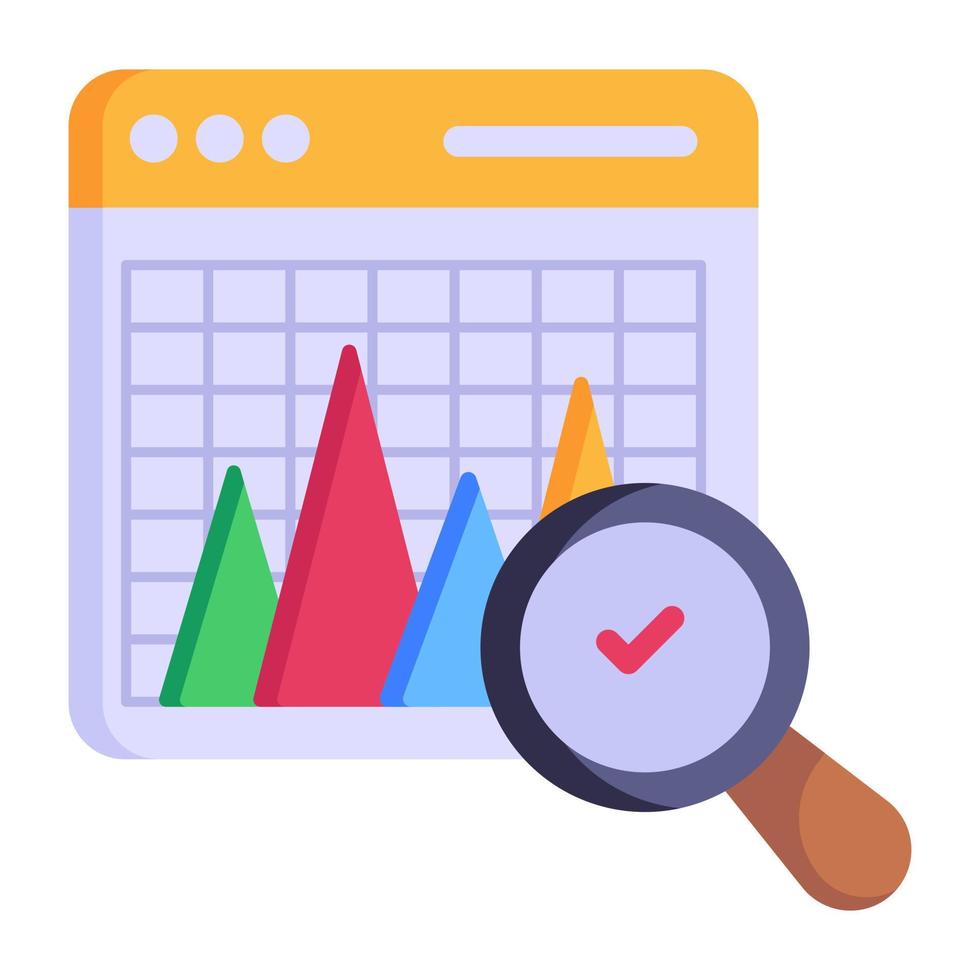 Magnifier and pie chart, concept of market search vector