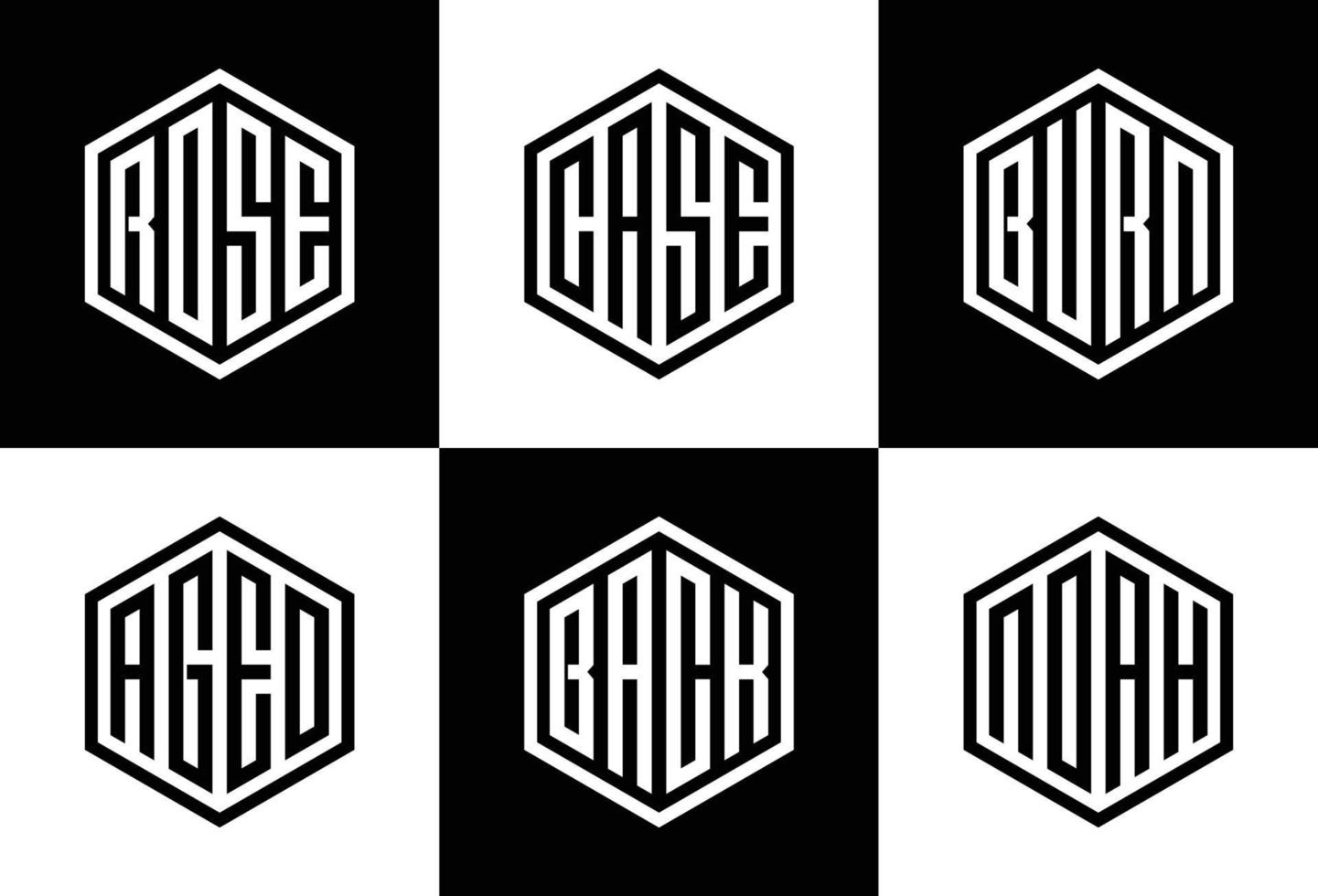 Set of creative hexagonal monogram logo template vector