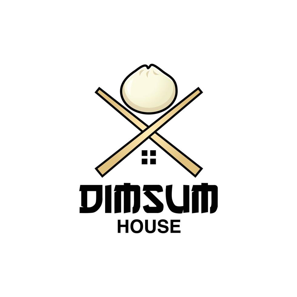 logotipo de la casa dimsum sobre fondo blanco vector